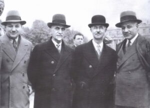 هاشم الأتاسي ورياض الصلح وسعد الله الجابري في باريس سنة 1936.