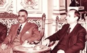 ميشيل عفلق مع الرئيس جمال عبد الناصر.